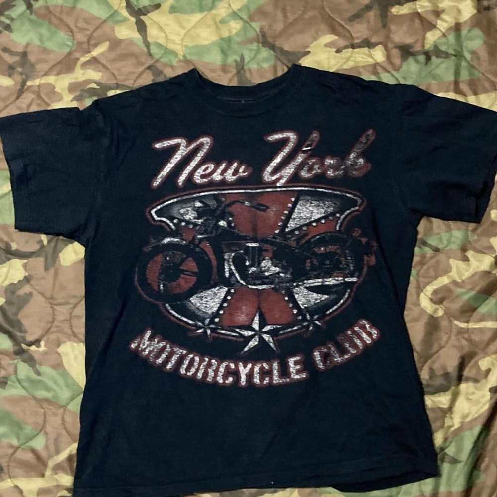 Y2K gildan New York motorcycle‎ club tee shirt faded biker